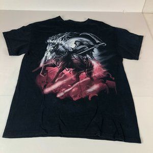 Grim Reaper Shirt Men's Medium Black Faded Big Graphic Print Death Four Horsemen